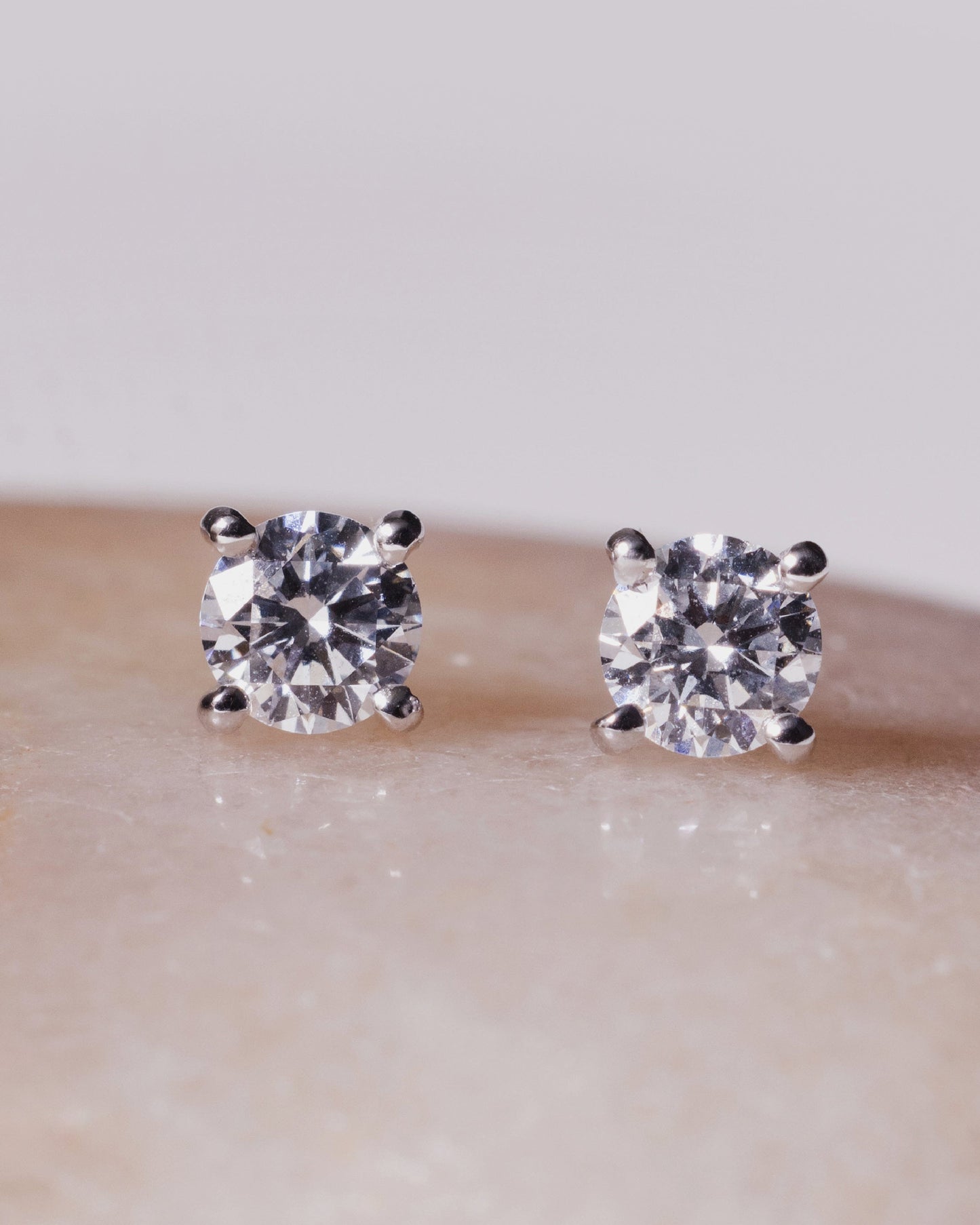 Solitaire Diamond Ear Studs (Rose Gold)