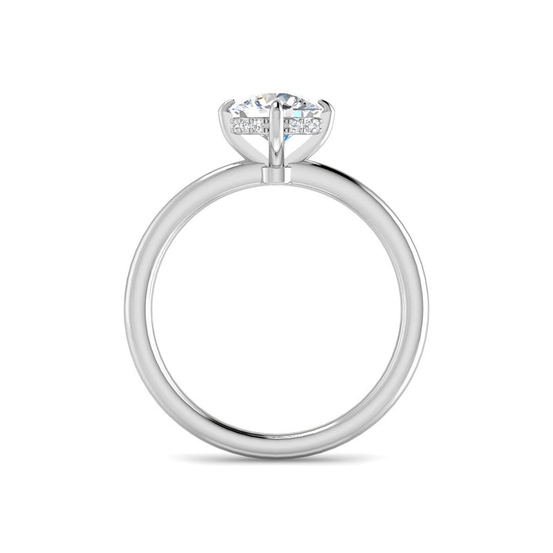 Compass 4-Prong Round Solitaire w. Hidden Halo (White Gold)