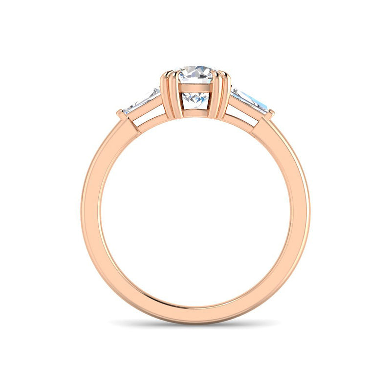 Round Solitaire w. Tapered Baguettes (Rose Gold)