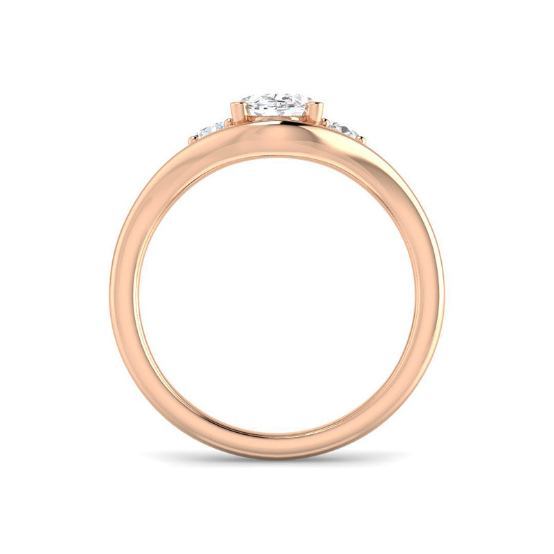 Oval Solitaire w. Double Band (Rose Gold)