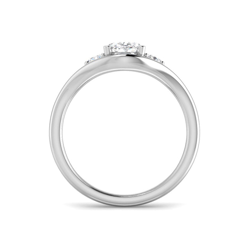Oval Solitaire w. Double Band (White Gold)