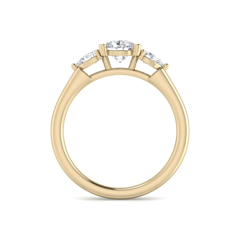 Pear Solitaire Trilogy Side Stone Setting (Yellow Gold)