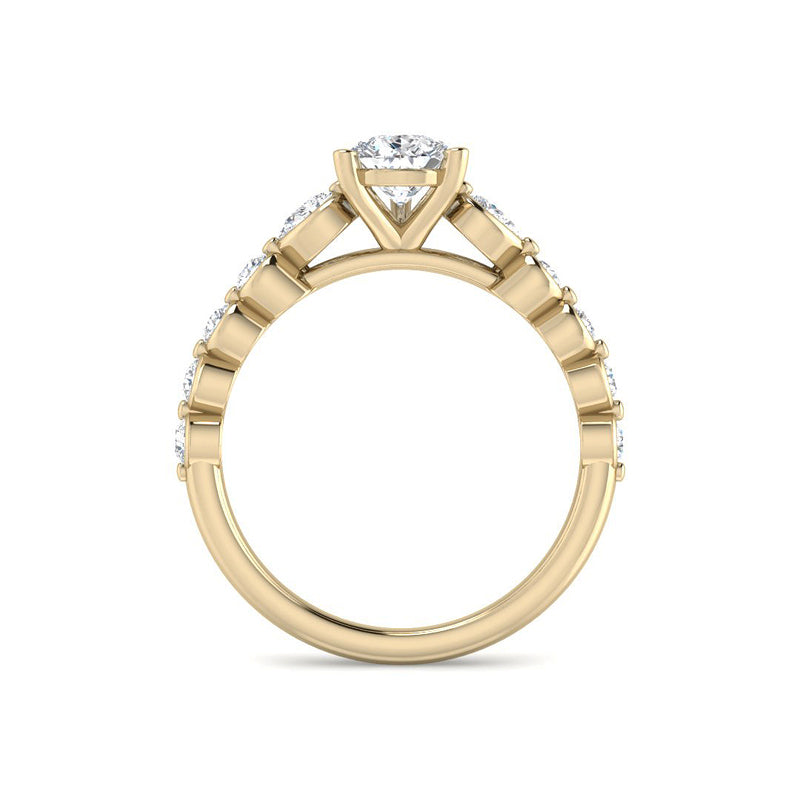 Pear Solitaire Cathedral Bezel Band Setting (Yellow Gold)
