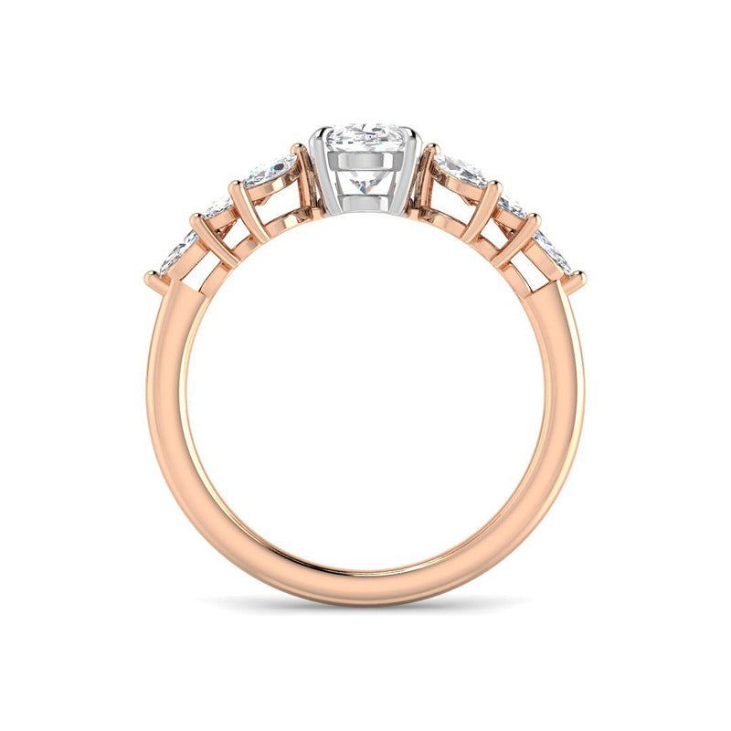 Oval Solitaire with Marquise Diamond Accents (Rose Gold)