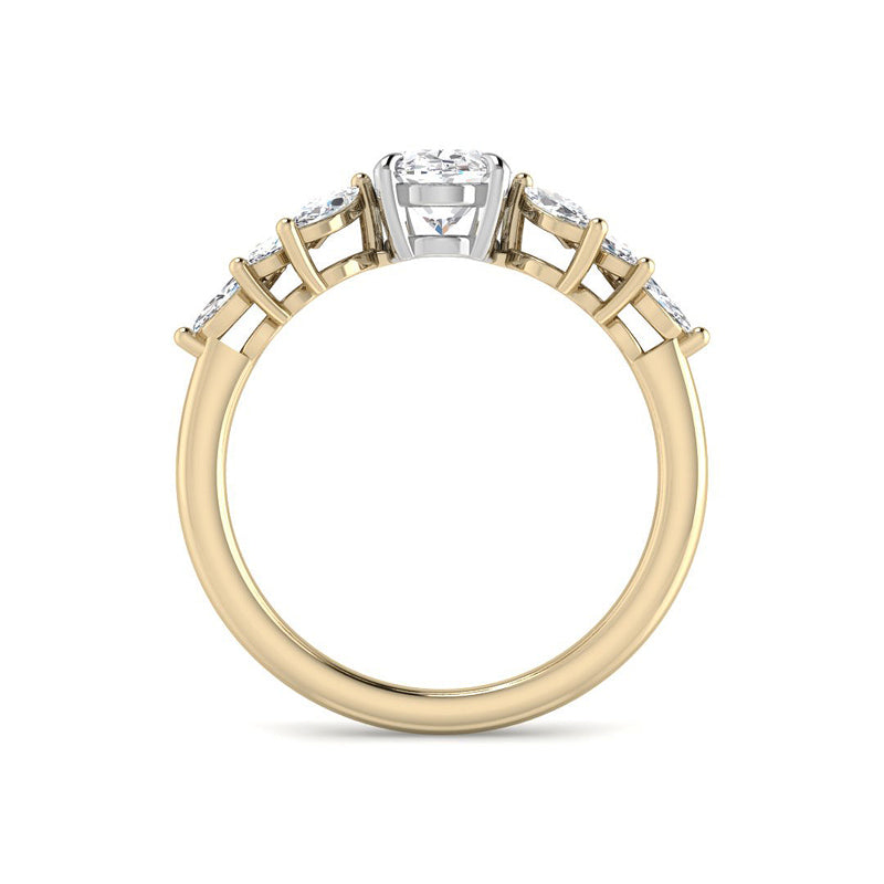 Oval Solitaire with Marquise Diamond Accents (Yellow Gold)