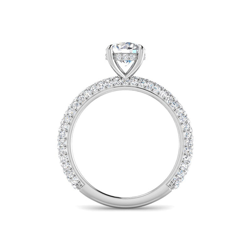 Round Solitaire with Pavé Diamond Band (White Gold)