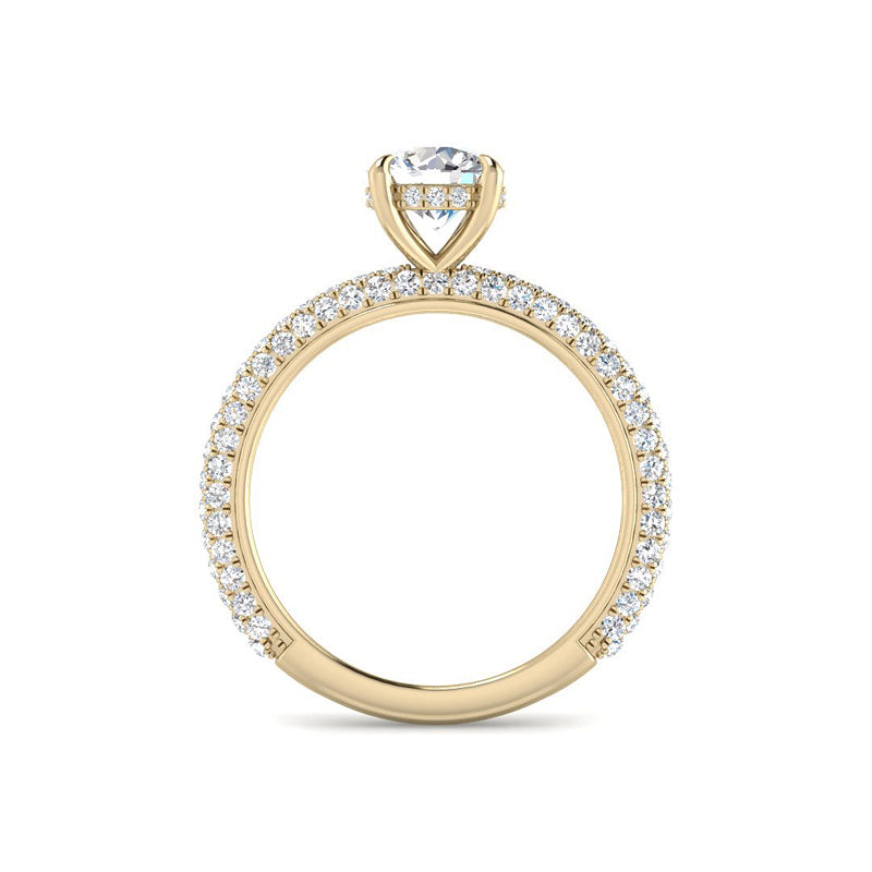Round Solitaire with Pavé Diamond Band (Yellow Gold)