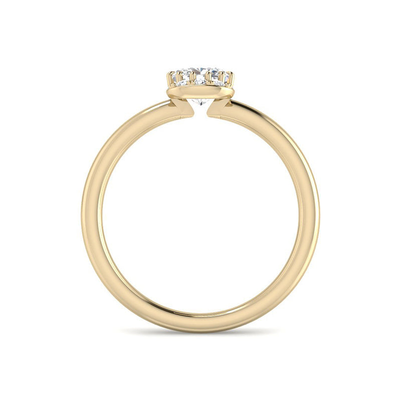 Cushion Solitaire Half-Moon Halo Setting (Yellow Gold)