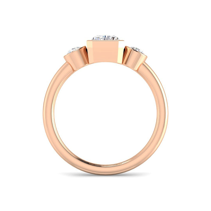 Emerald Cut Trilogy Bezel (Rose Gold)