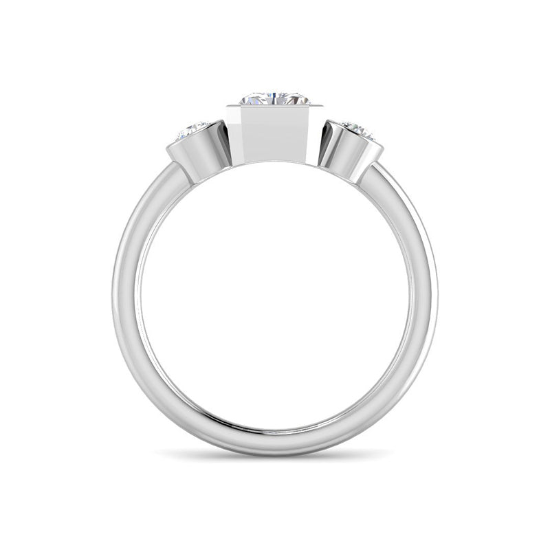 Emerald Cut Trilogy Bezel (White Gold)