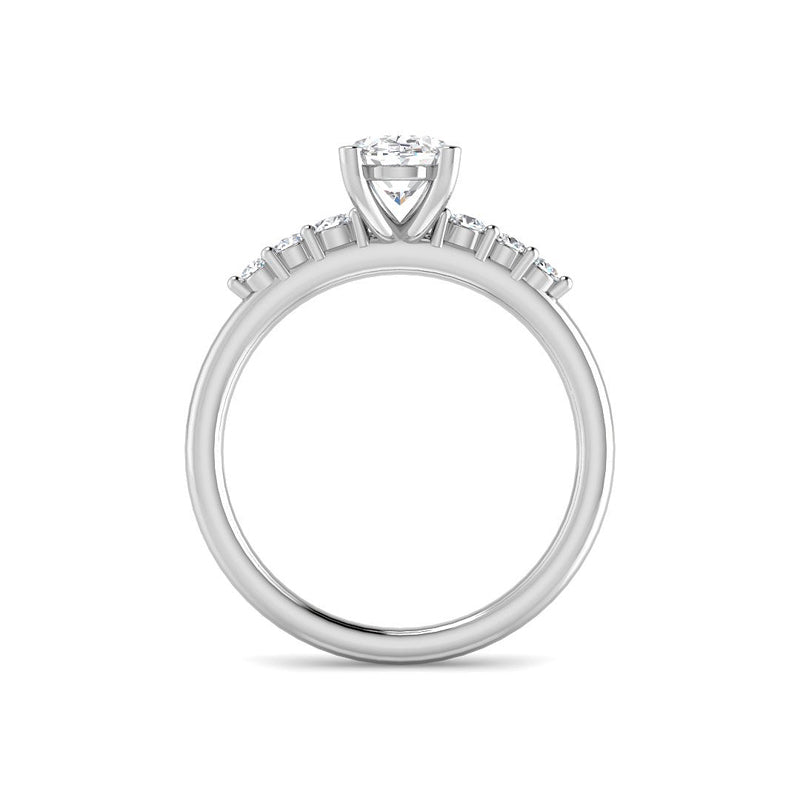 Oval Solitaire Gradual Round Accent Stones (White Gold)