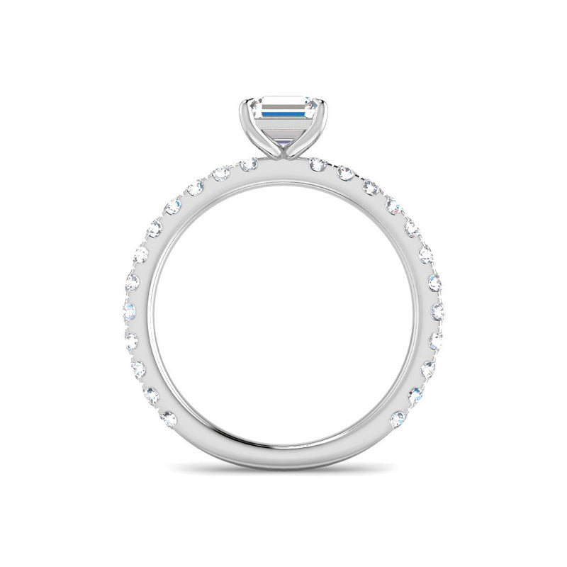 Asscher Solitaire Pavé Band Setting (White Gold)