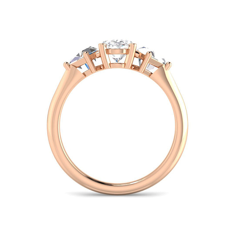 Trilogy Oval Solitaire w. Kite Accent Stones (Rose Gold)