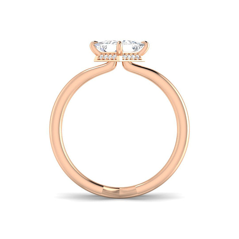 Princess Solitaire Compass Hidden Halo Setting (Rose Gold)