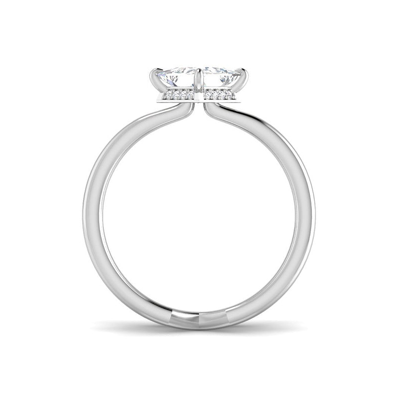 Princess Solitaire Compass Hidden Halo Setting (White Gold)