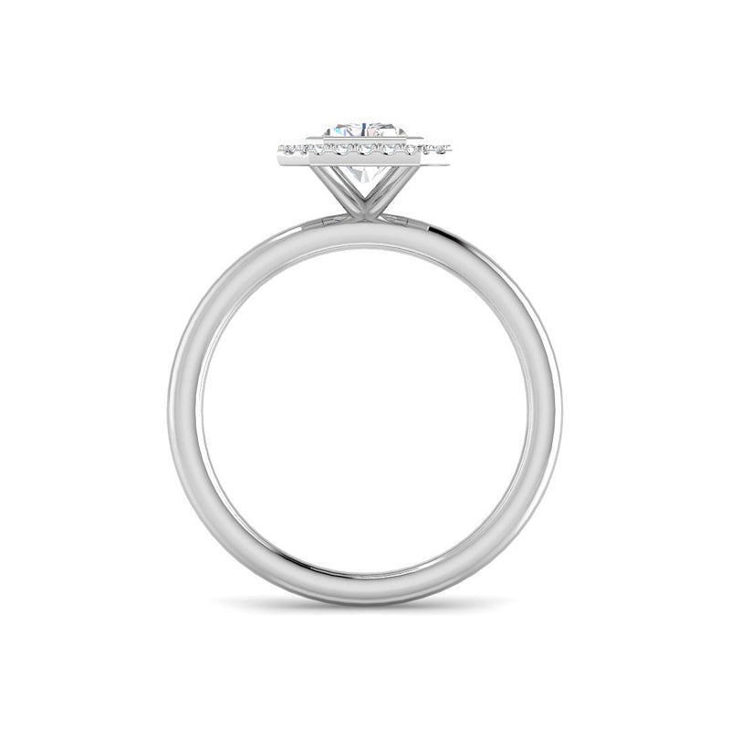 Emerald Cut Halo w. Plain Band (White Gold)