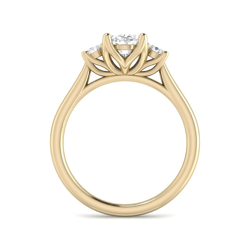 Trilogy Oval Solitaire w. Round Accent Stones (Yellow Gold)