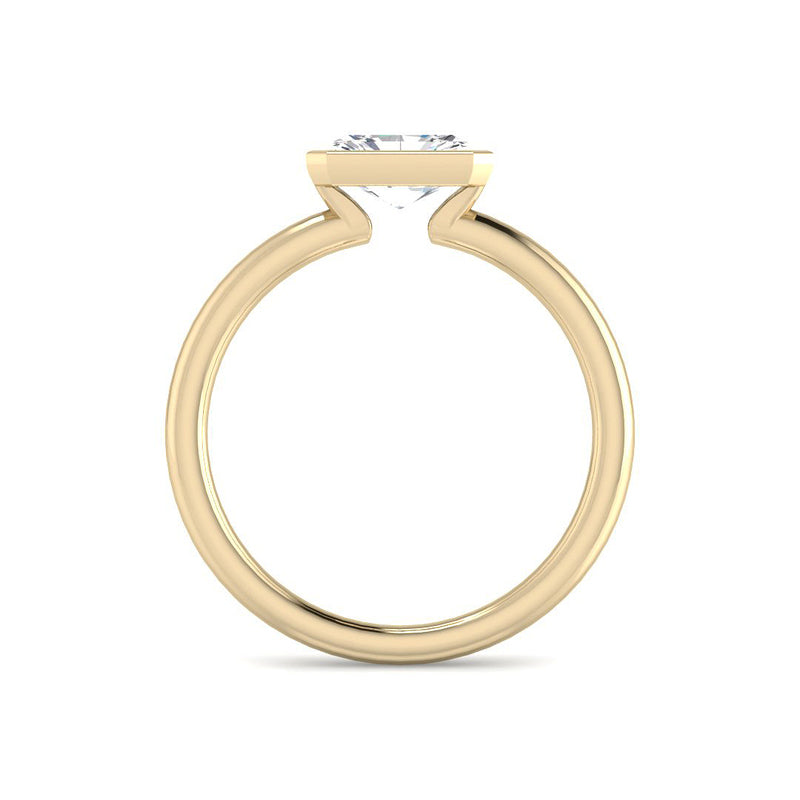 East-West Radiant Cut Bezel w. Open Basket (Yellow Gold)