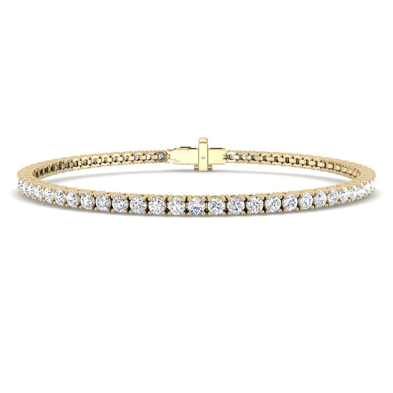 3 ct Tennis Bracelet w. Round Diamonds (Yellow Gold)