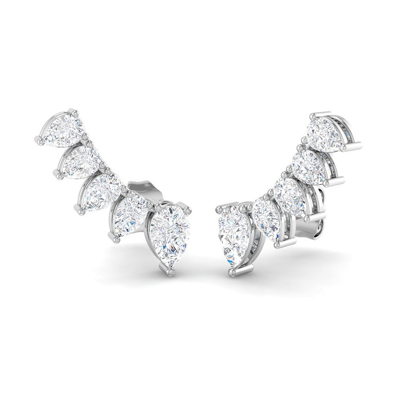 Pear-Shaped Diamond Ear Climbers (White Gold)