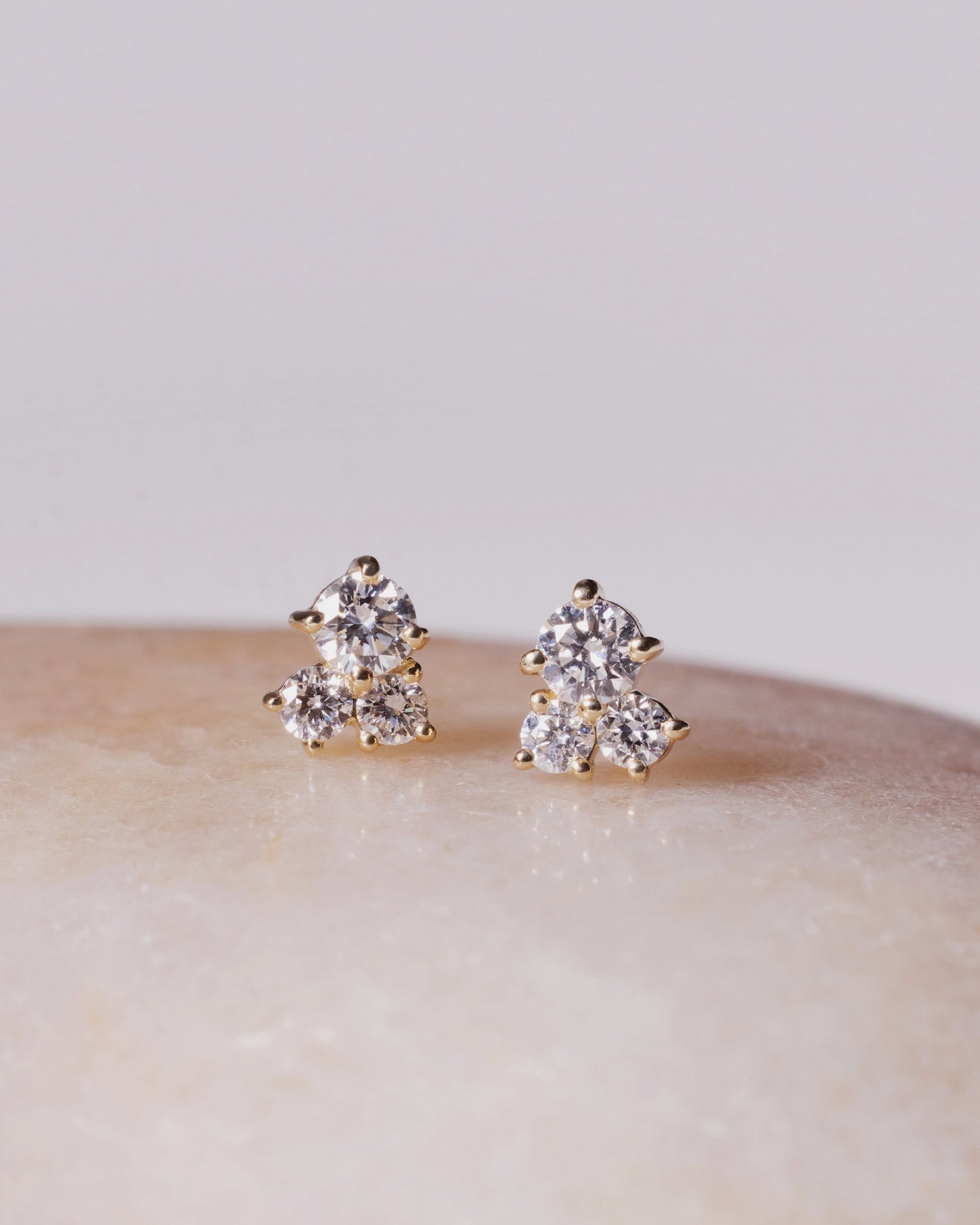 Cluster Diamond Ear Studs (Yellow Gold)