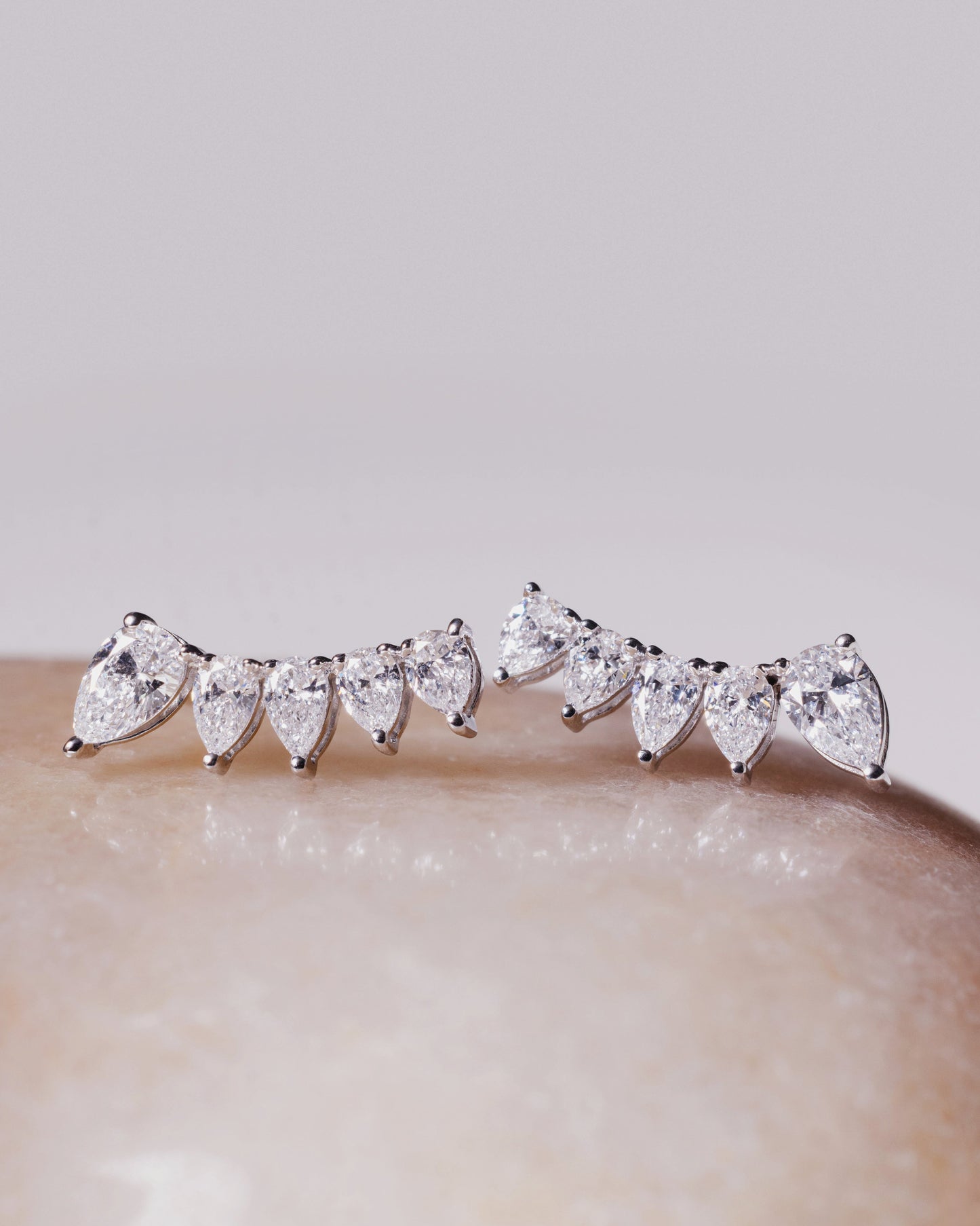 Pear-Shaped Diamond Ear Climbers (Rose Gold)