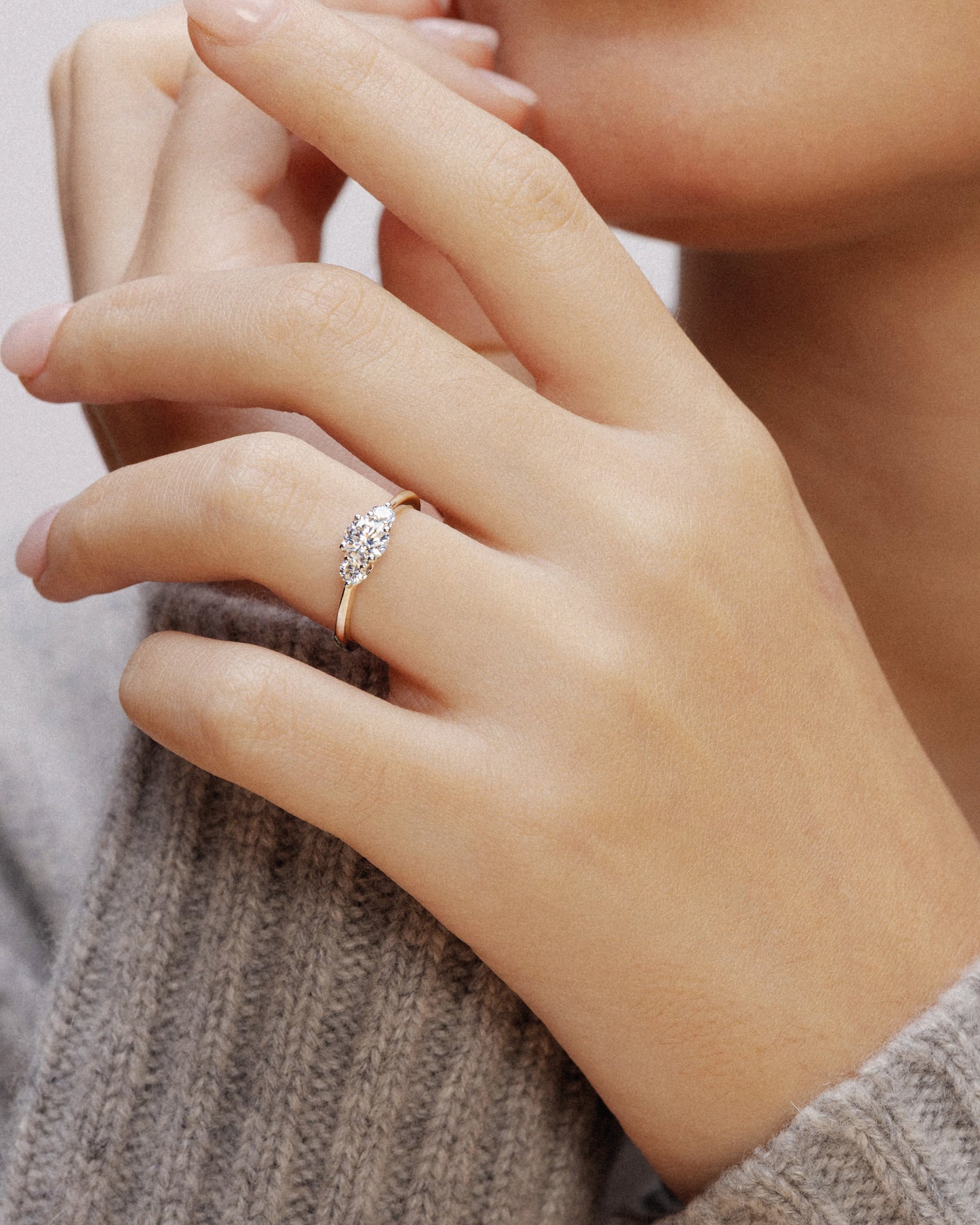 Trilogy Round Diamond Engagement Ring (Yellow Gold)