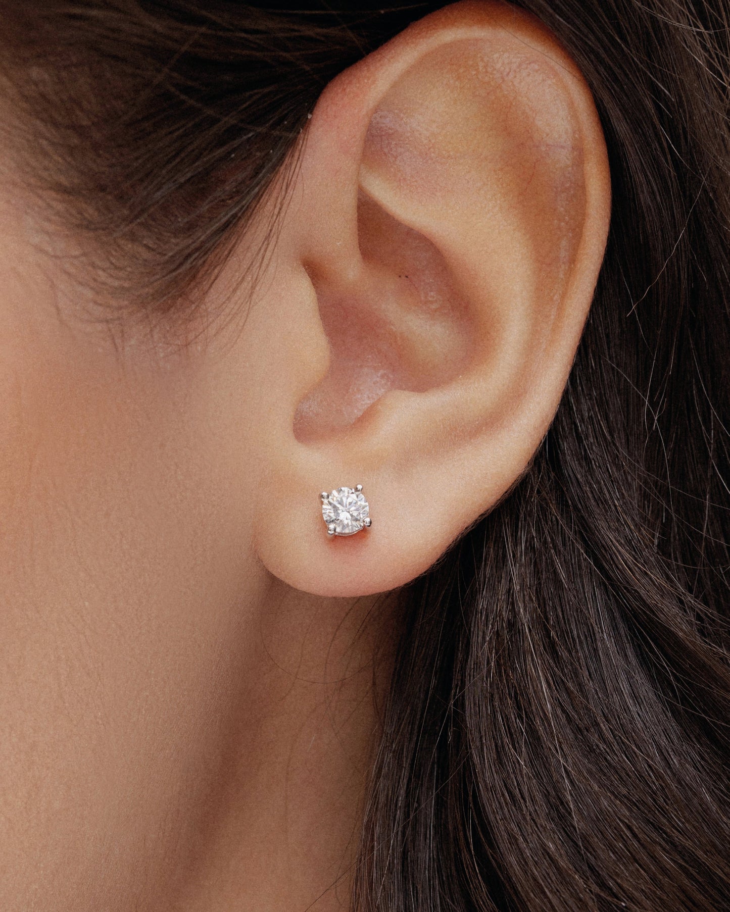 Solitaire Diamond Ear Studs (Rose Gold)