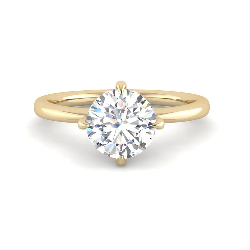 Compass 4-Prong Round Solitaire w. Hidden Halo (Yellow Gold)