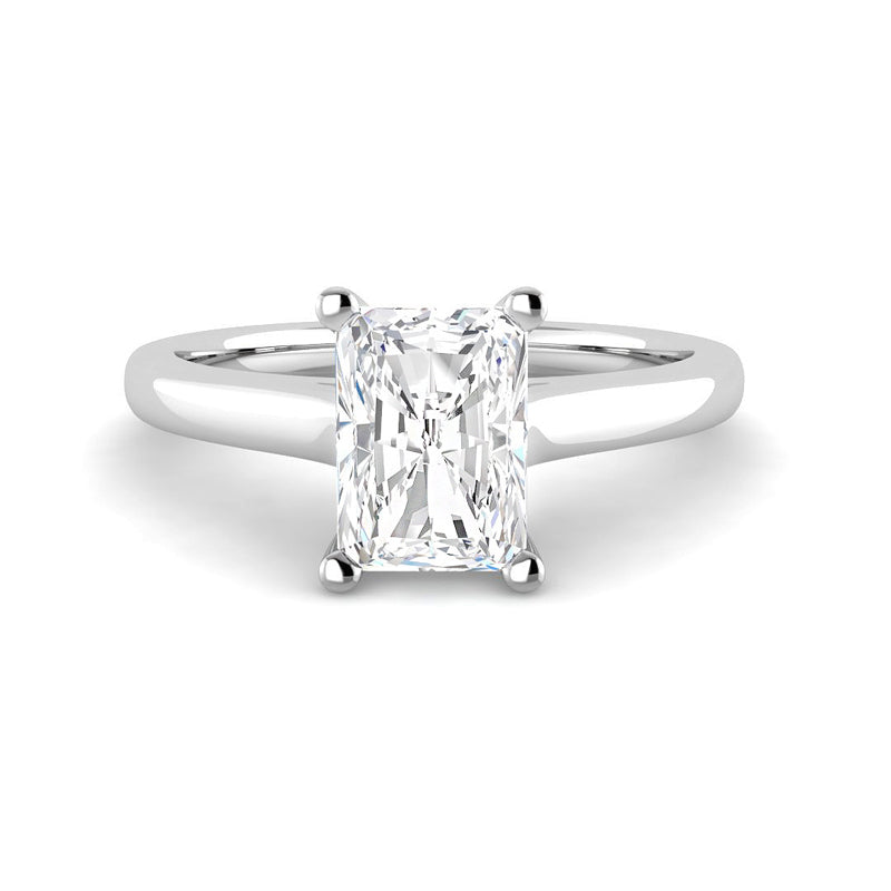 Emerald Cut Cathedral Solitaire (White Gold)