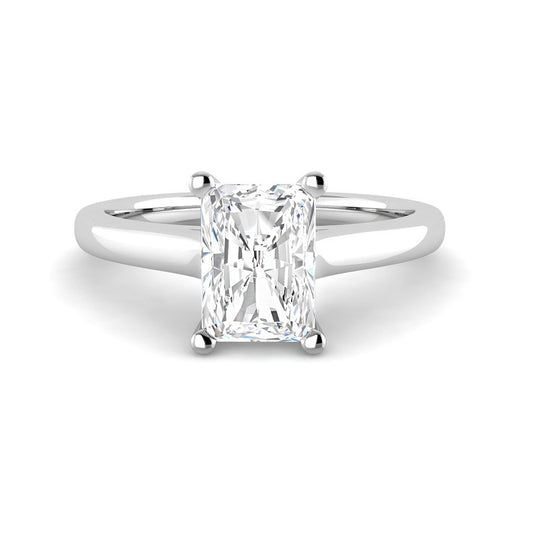 Emerald Cut Cathedral Solitaire (White Gold)