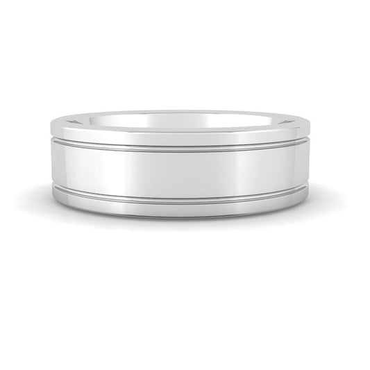 Dual Line Wedding Band (White Gold)