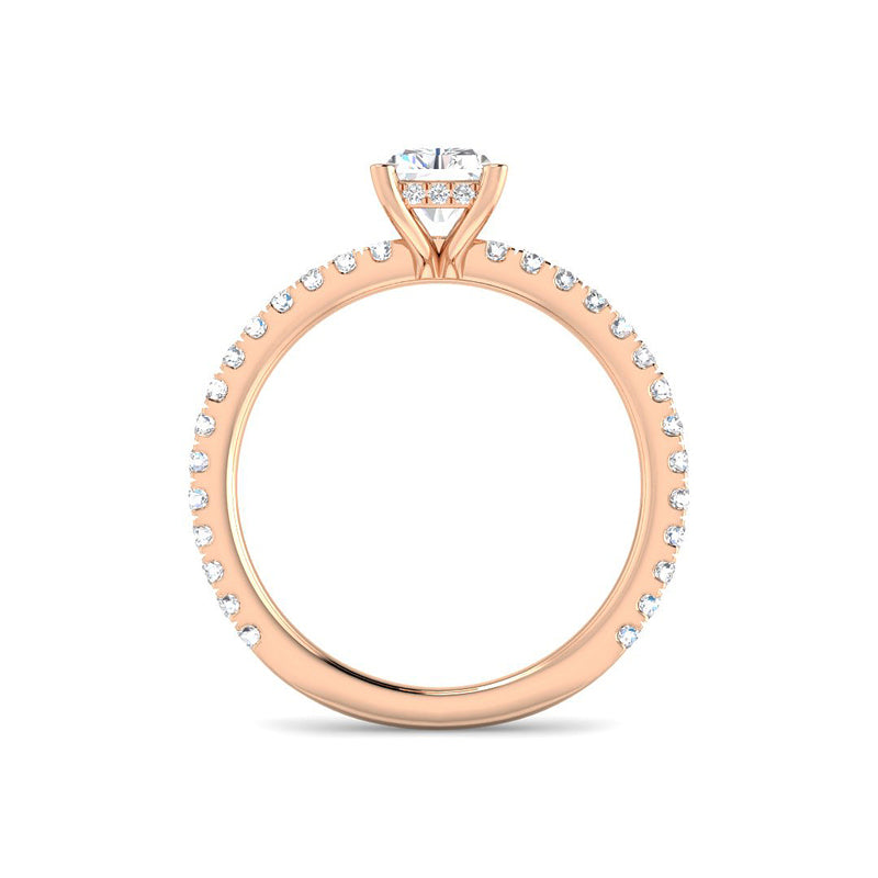 Emerald Cut w. Hidden Halo and Diamond Band (Rose Gold)