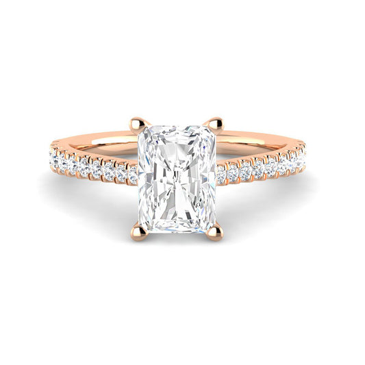 Emerald Cut Cathedral w. ½ Diamond Band (Rose Gold)