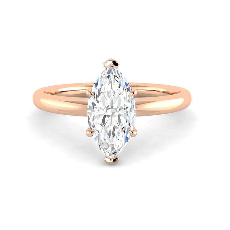 Marquise Solitaire Hidden Halo Setting (Rose Gold)