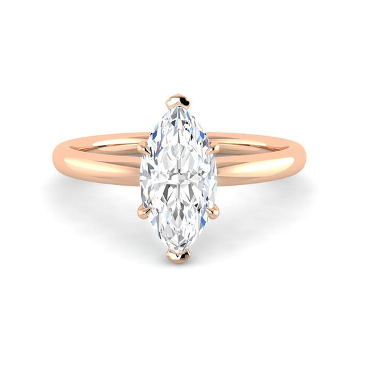 Marquise Solitaire Hidden Halo Setting (Rose Gold)
