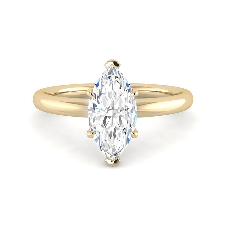 Marquise Solitaire Hidden Halo Setting (Yellow Gold)