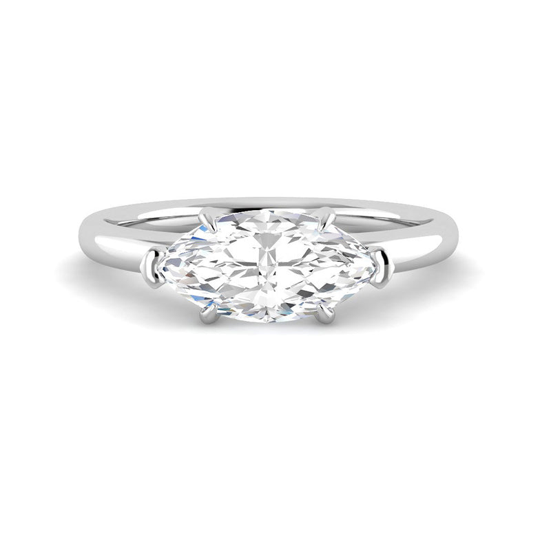 Marquise Solitaire East-West Rounded Band Setting (White Gold)