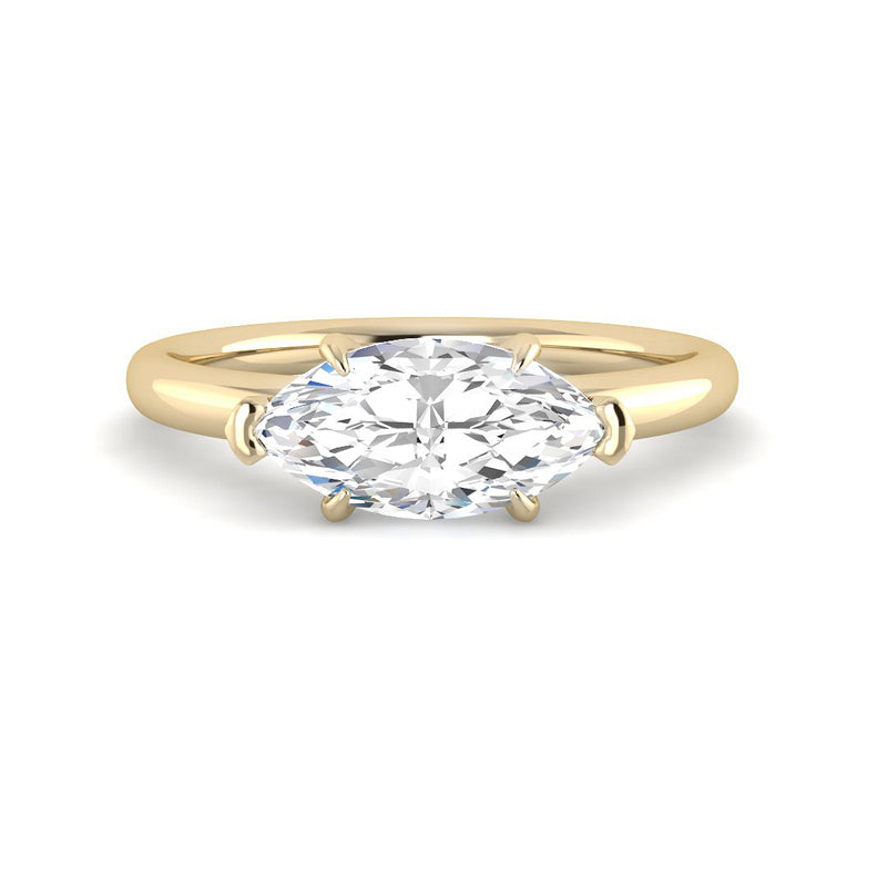Marquise Solitaire East-West Rounded Band Setting (Yellow Gold)