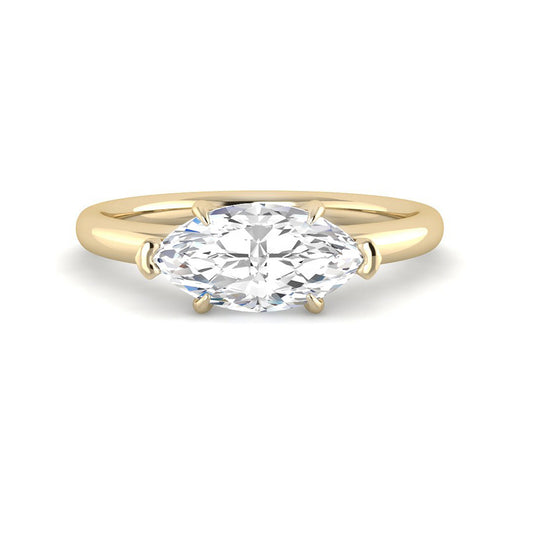 Marquise Solitaire East-West Rounded Band Setting (Yellow Gold)