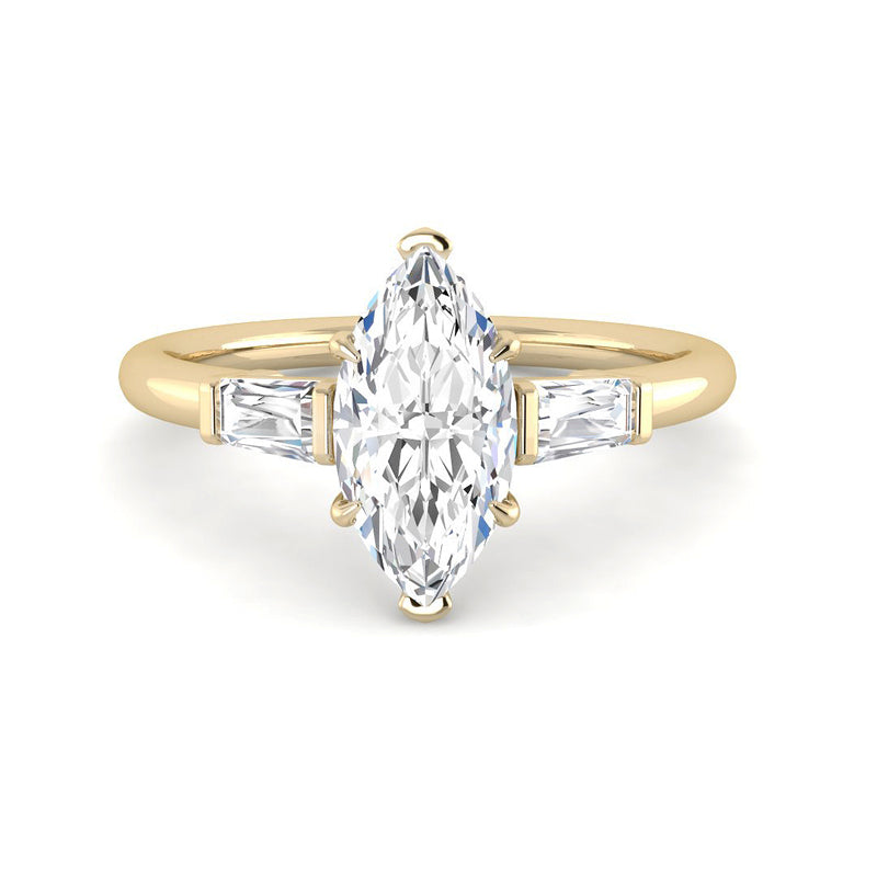 Marquise Solitaire Trilogy Baguette Side Setting (Yellow Gold)