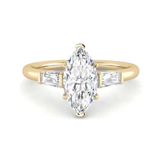 Marquise Solitaire Trilogy Baguette Side Setting (Yellow Gold)