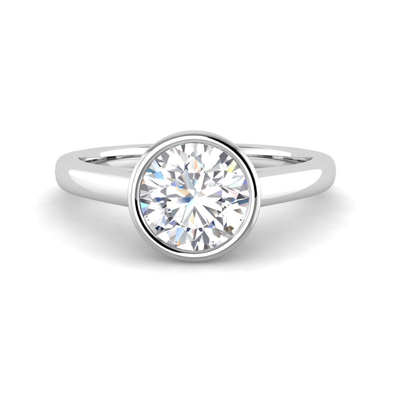 Round Bezel Set Solitaire (White Gold)