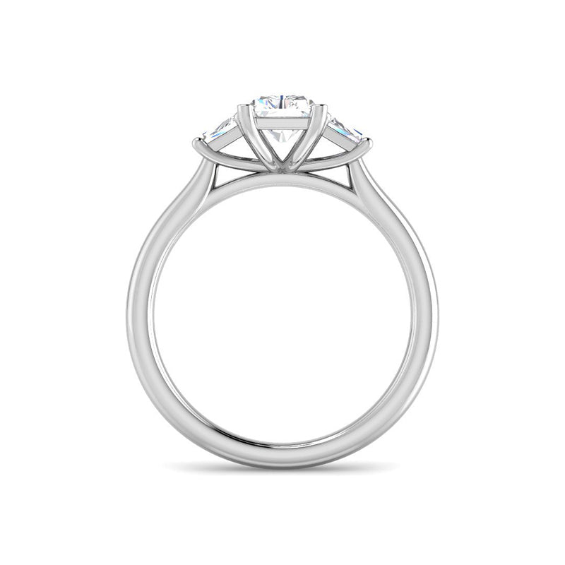 Emerald Cut Trilogy w. Trapezoid Side Stones (White Gold)
