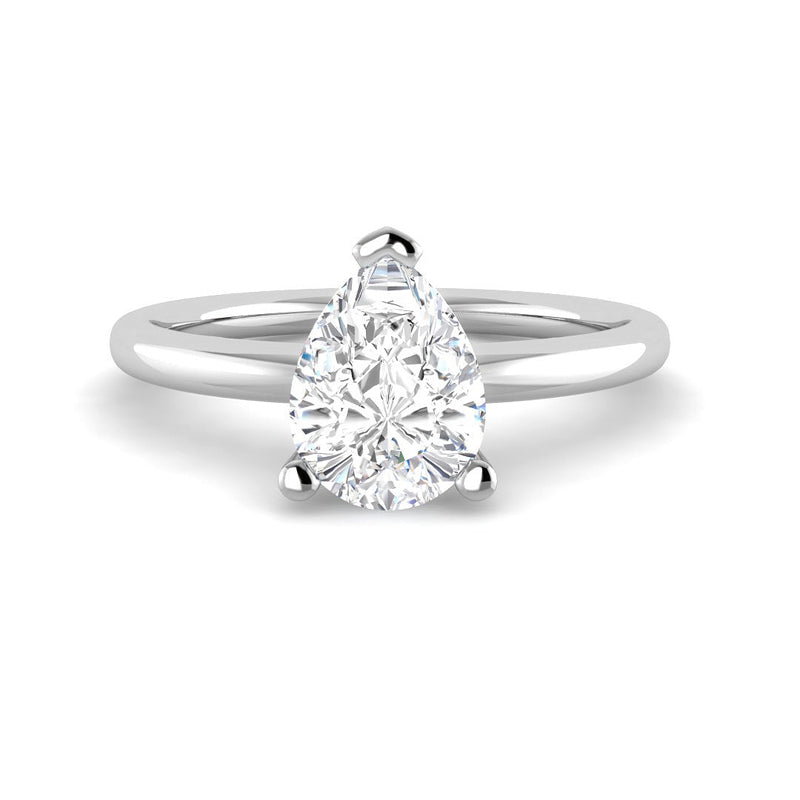 Pear Solitaire Classic Basket Setting (White Gold)