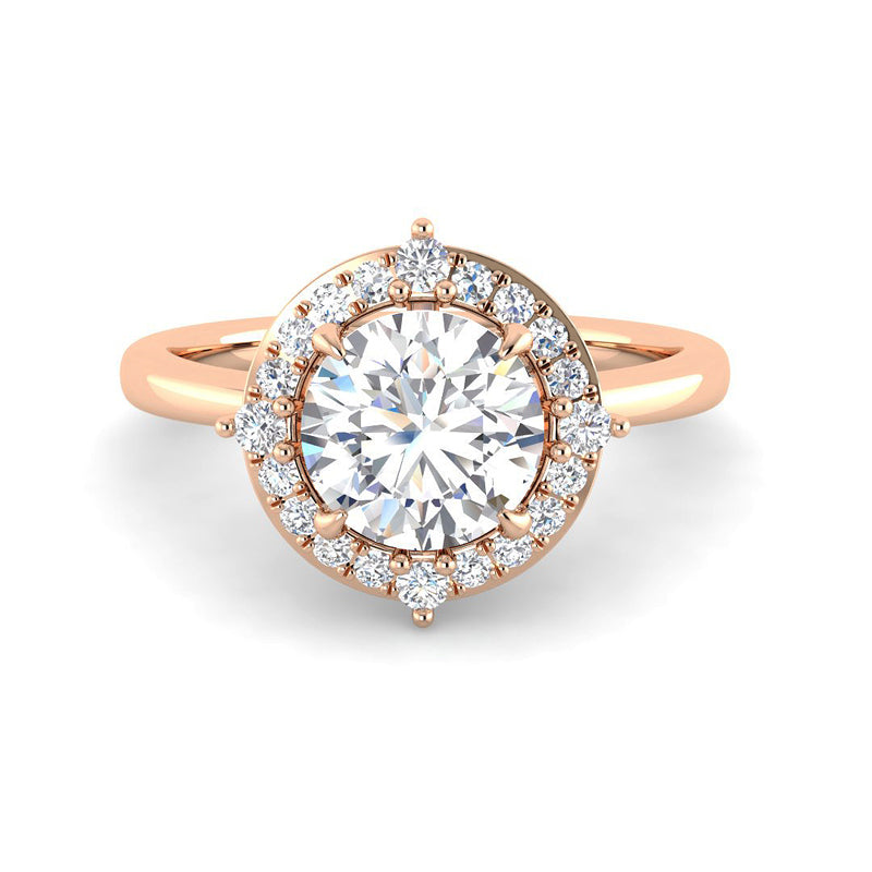 Round Solitaire w. Cardinal Halo (Rose Gold)
