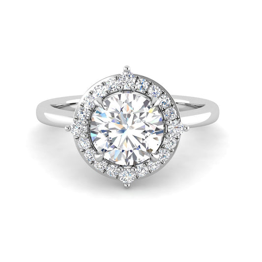Round Solitaire w. Cardinal Halo (White Gold)