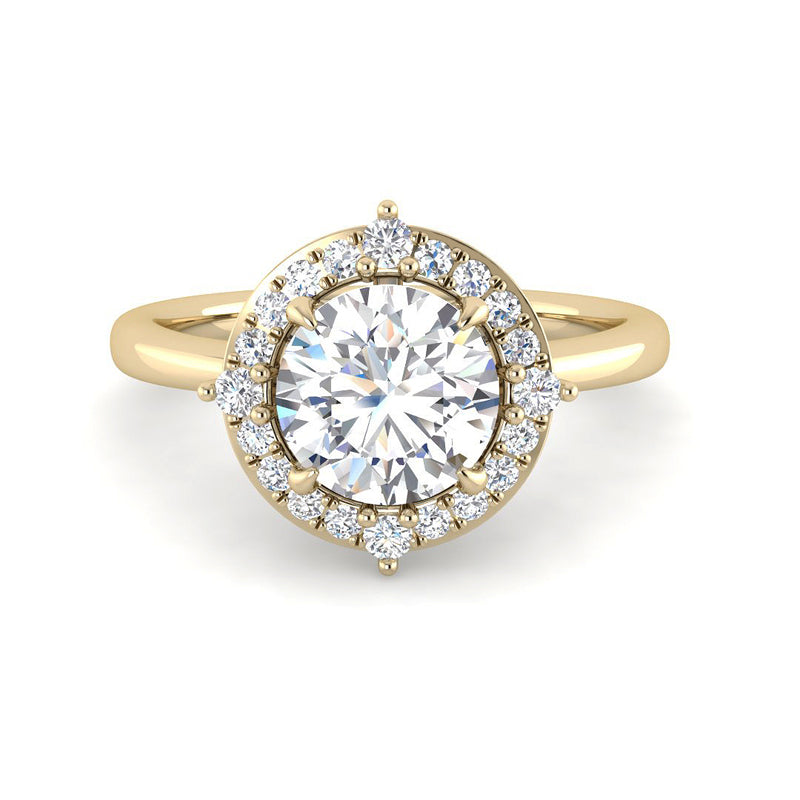 Round Solitaire w. Cardinal Halo (Yellow Gold)