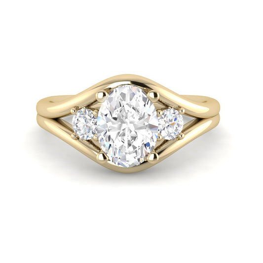 Oval Solitaire w. Double Band (Yellow Gold)