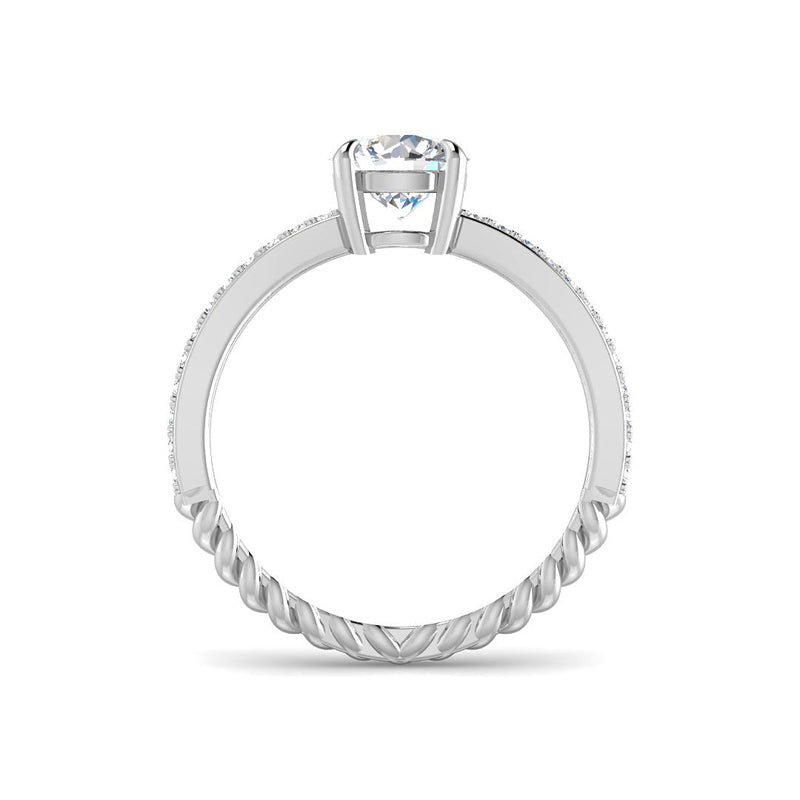 Round Solitaire Intertwined Diamond Band (White Gold)